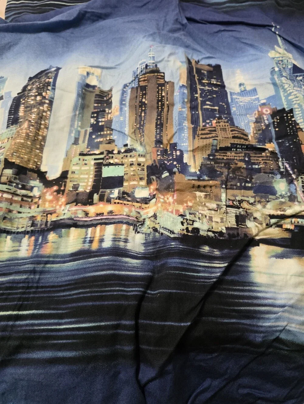 Cityscape Duvet Cover Set in Blue - Unbranded With Matching Sheet QUEEN